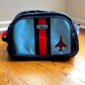 Jumping Beans children’s pull tote.  Navy/Red/Aqua jet bag.  Great condition.
